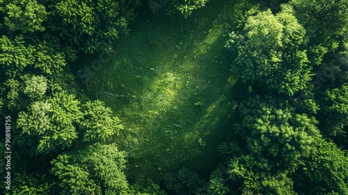 Aerial Photo of Green Grass Field: Capturing Nature's Serenity with Space for Text © Thanate