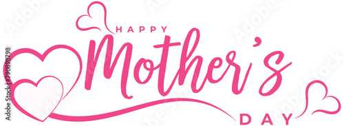 Mother's day greeting card. Vector banner with pink paper heart. Symbol of love and calligraphy text on white background. eps 10 © Quirk Craft Studio