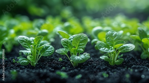 Hydroponic Vegetable Fields: Top View of Agricultural Lands on Rich Black Background, Space for Text photo