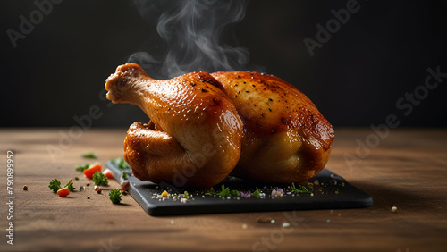 chicken leg piece, roaste chicken, chicken on table, meat