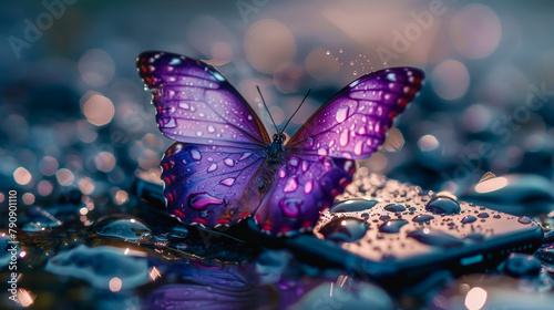 butterfly on purple flower photo