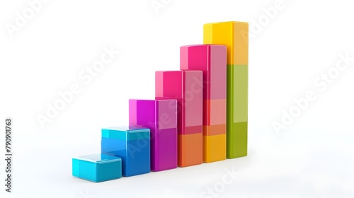 Ascending Vibrant 3D Bar Chart Symbolizing Business Growth and Financial Success