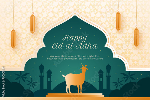 Eid al Adha Islamic Celebration with gradient Background