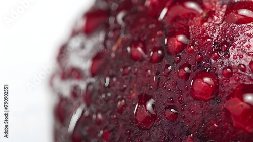 Vibrant Close-up of a Fresh Beetroot with Glistening Droplets on White Background
