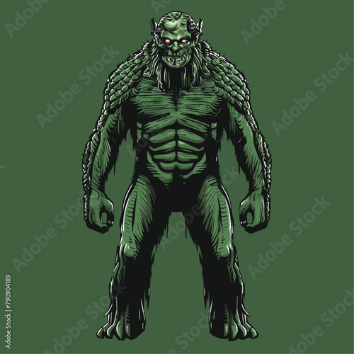 Muscular swamp man, swamp monster, Generative AI