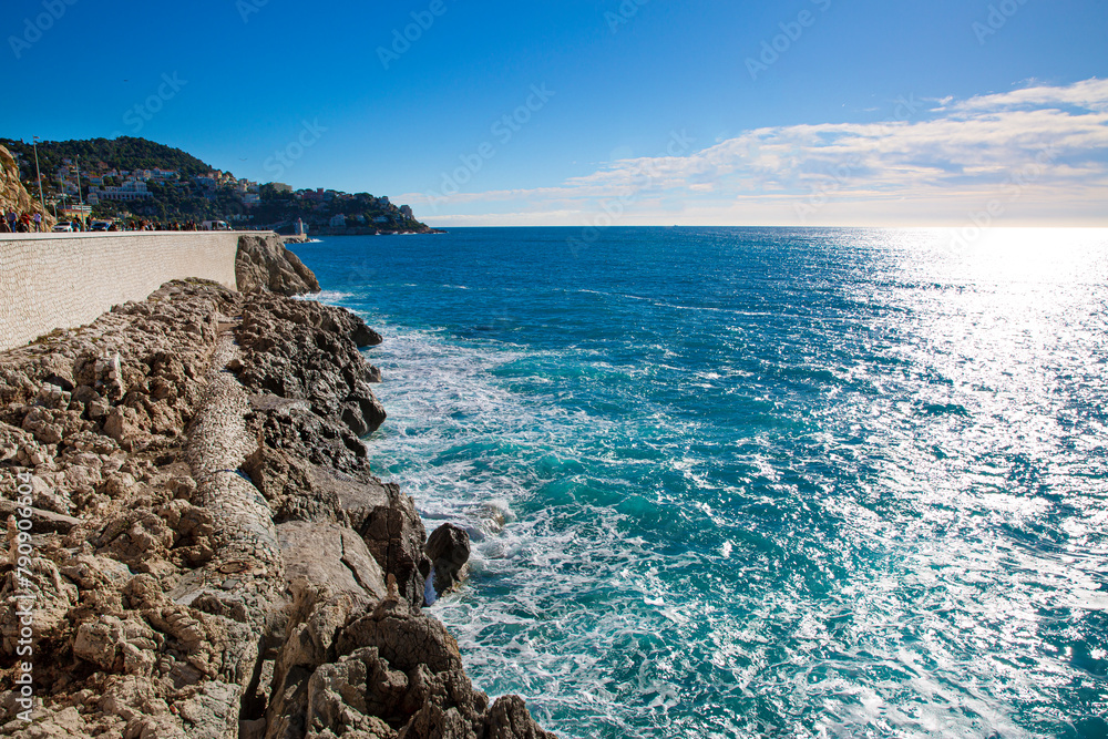 Ταπετσαρία Rocky coast and beautiful azur water in Nice, cote d'Azur, France