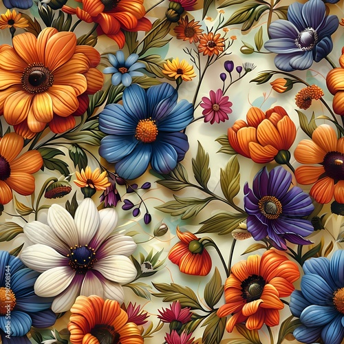 Whimsical Vintage Floral Illustration