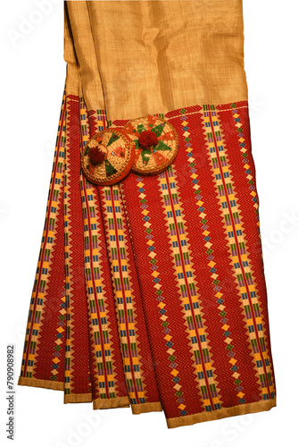 Muga Silk Assamese Sadar Mekhela, Assamese Cloth for women, Bihu, Japi, Folded Muga Cloth, Muga Sheet photo