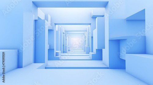 3d rendering of white and blue abstract geometric background. Scene for advertising  technology  showcase  banner  game  sport  cosmetic  business  metaverse. Sci-Fi Illustration. Product display