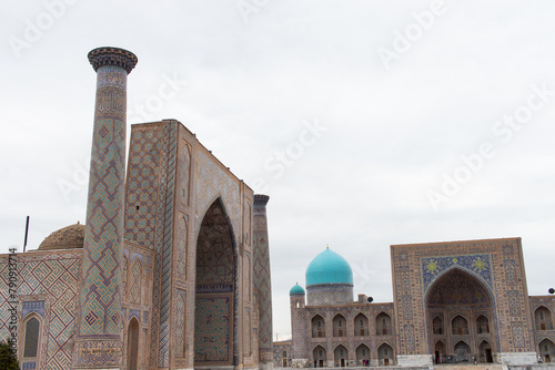 Registan an old public square in the city of Samarkand, Uzbekistan. photo