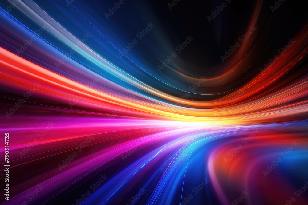 Fototapeta premium Dynamic Abstract Colorful Speed Background with Arcing Lines