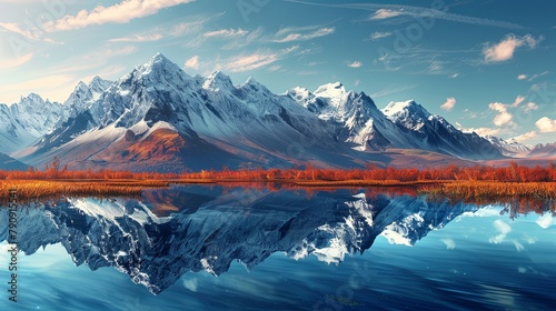 Mountains reflected on the water