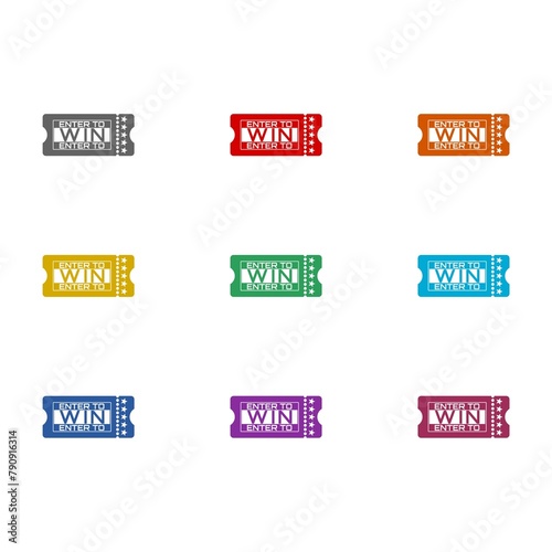 Enter to win  icon isolated on white background. Set icons colorful