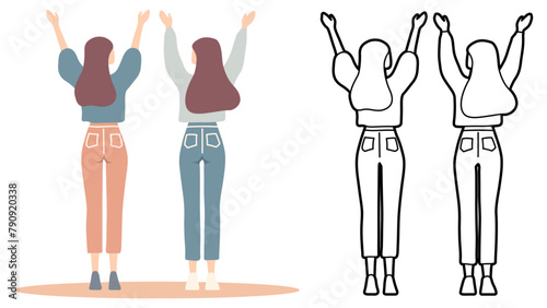 Girl Friends Together Illustration.