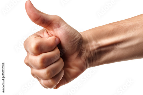 A hand giving a thumbs up sign, isolated on transparent background, png file