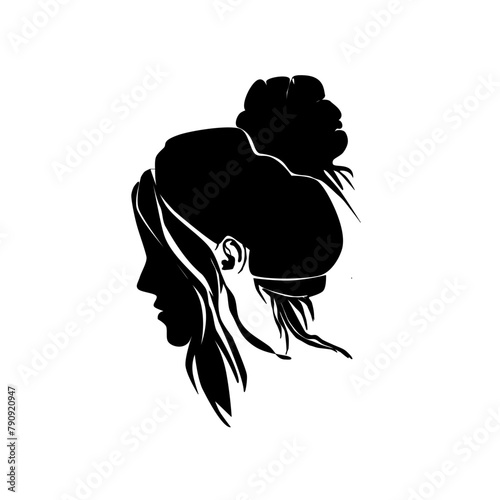 silhouette of  woman -newlyweds in love - Vector graphics - drawing - ideal for website, e-mail, presentation, advertisement, label, sticker, postcard,, cricut, sublimation	
