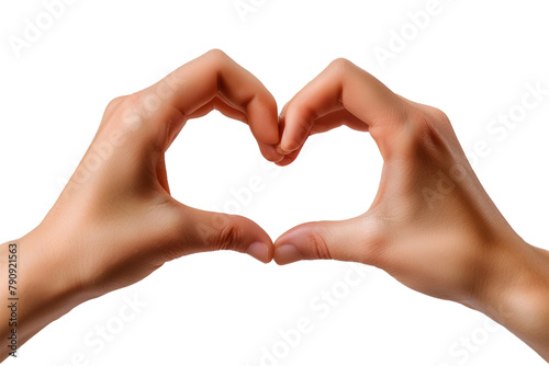 A hand making a finger heart sign with index finger and thumb  isolated on transparent background  png file