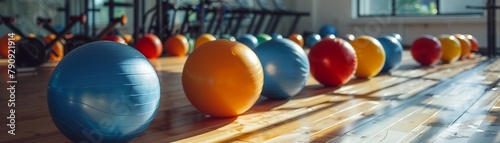 Gym stability balls on floor dynamic colors