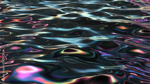 black holographic colored super smooth shiny black calm ocean texture pattern © Super Shanoom