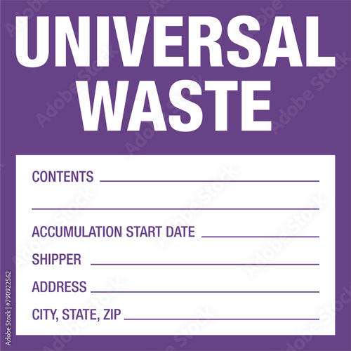 Container Hazardous Standard Label Marking Universal Waste