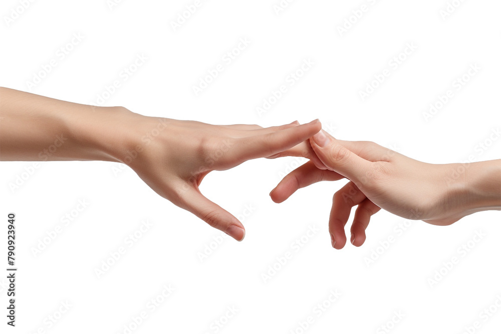 Fingers intertwined, forming a bond that transcends distance. Isolated on transparent background, png file.