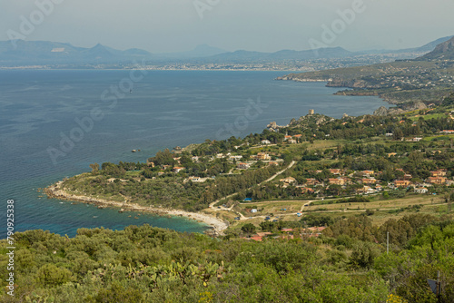 landscape in the Zingaro nature reserve in Sicily with view to Castellammare del Golfo