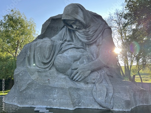 Sculpture Mother's Sorrow in Volgograd. An element of the ensemble in front of the monument Motherland calls!. Russia 2023