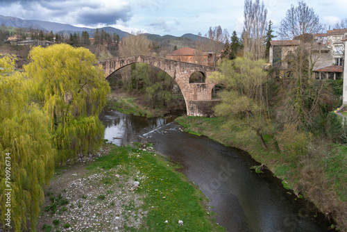 Pont vell in the village of Sant Joan de les Abadesses in Spain. photo