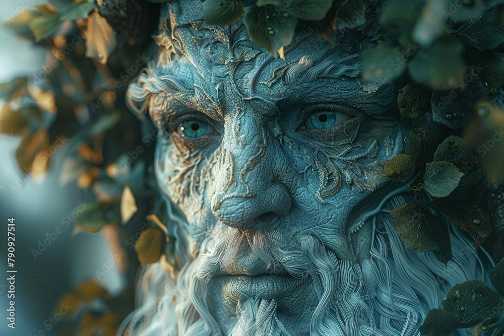 Forest spirit, ancient guardian, guardian s gaze illustration, ethereal protector, moonlit wisdom, nature s sentinel