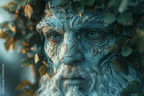 Forest spirit, ancient guardian, guardian s gaze illustration, ethereal protector, moonlit wisdom, nature s sentinel © AlexCaelus