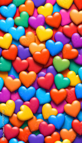 many colorful hearts are arranged in a pattern photo