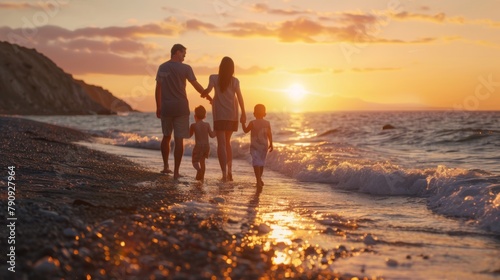 A Family Walk at Sunset photo
