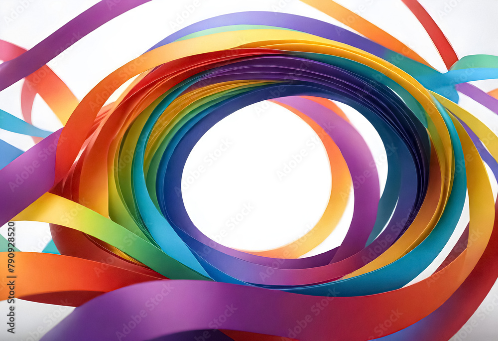 Obraz premium a colorful ribbon is shown in the center of a circle