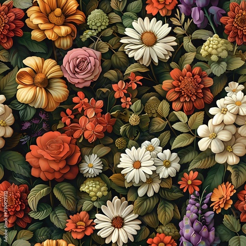 Vintage Floral Art: Detailed Digital Manipulation