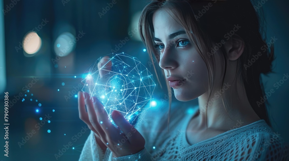 Naklejka premium Cybersecurity and data networking protection, secure connection and secure network concept , Ai generated for ads