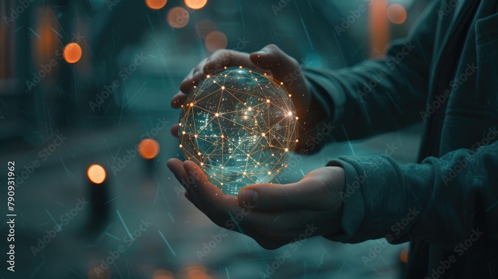 Fototapeta premium Cybersecurity and data networking protection, secure connection and secure network concept , Ai generated for ads