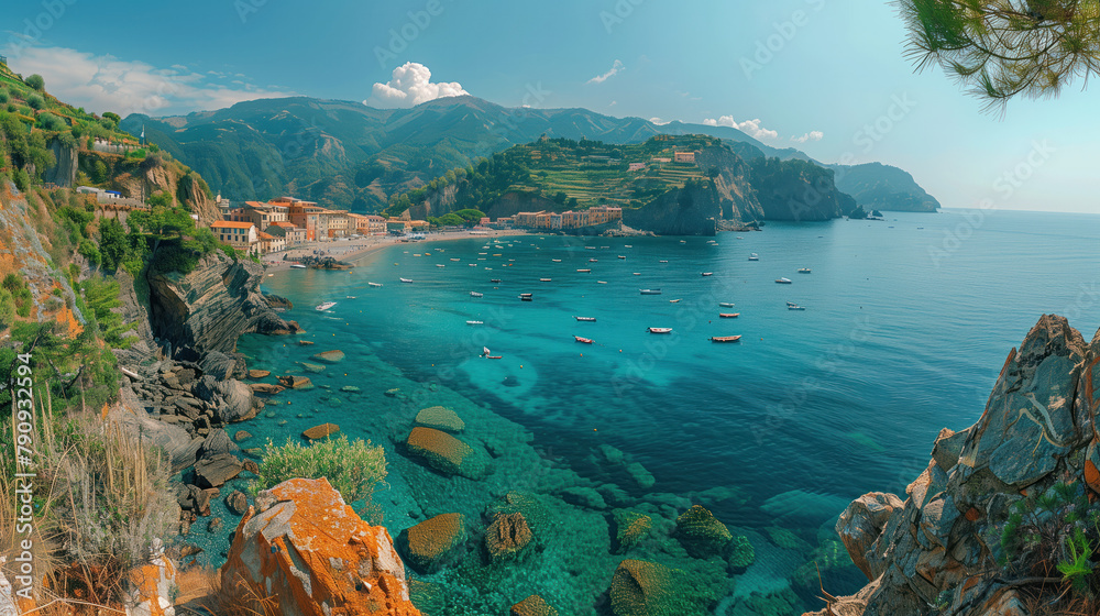 Fototapeta premium Chinque Terra, Italy, Generative AI