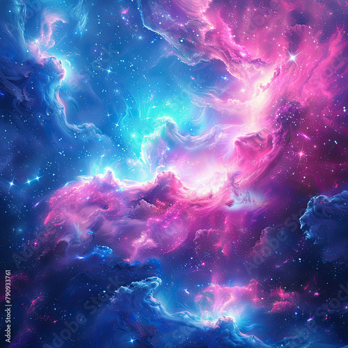 Radiant Cosmos A Symphony in Pink and Blue