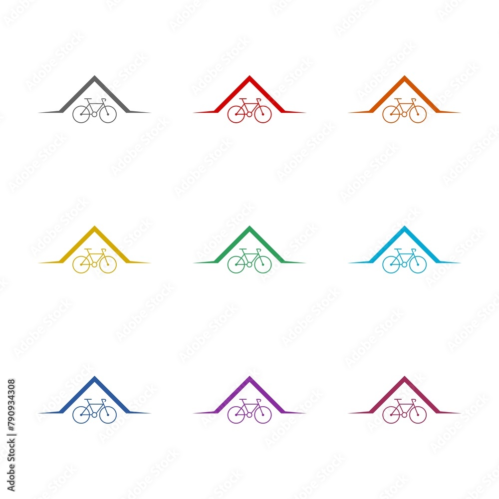 Park bicycle area place  icon isolated on white background. Set icons colorful