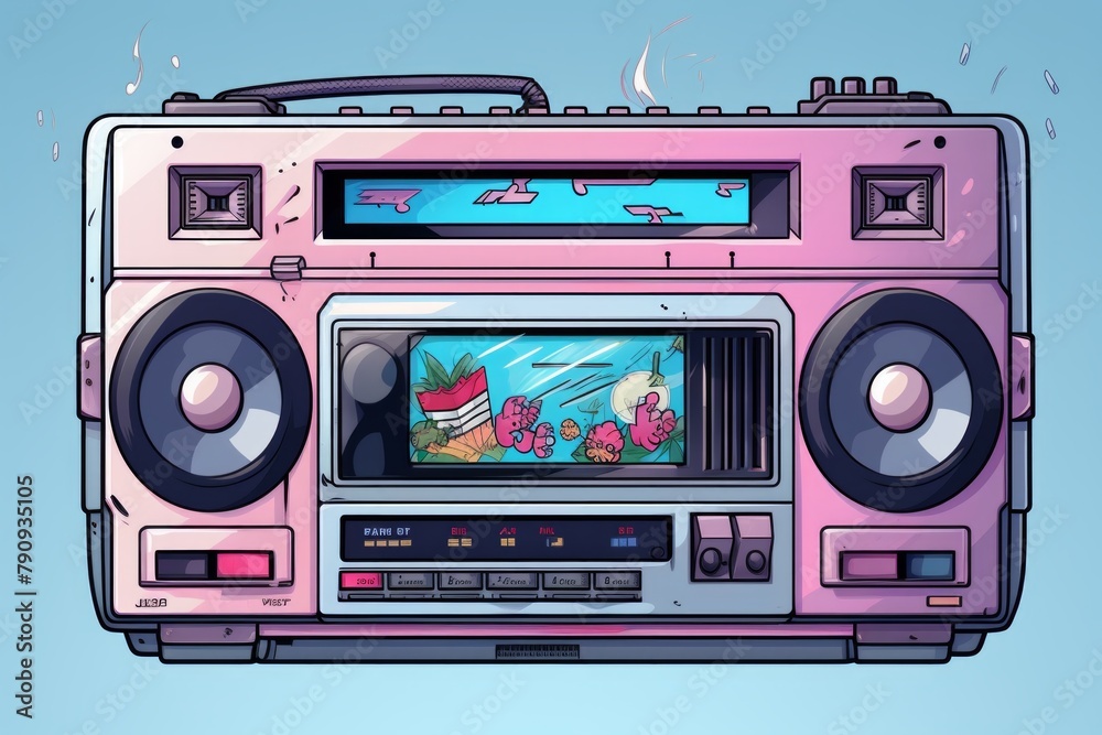 Vintage Retro Tape Recorder portable stereo boombox radio cassette ...