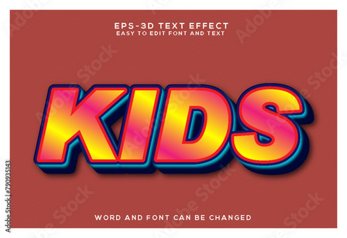 Kids colorful 3d text effect