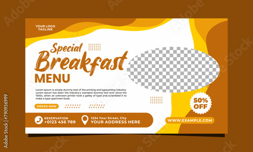 Vector of special breakfast social media landscape banner template