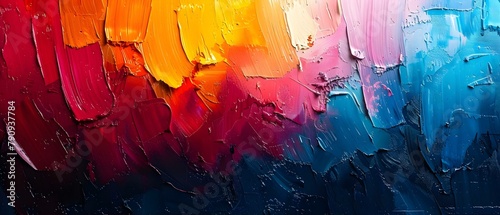 Color Spectrum Palette: Bold Brushwork and Vivid Hues. Concept Abstract Art, Vibrant Colors, Painterly Techniques, Contemporary Masterpieces photo