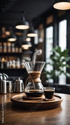 Chemex Coffee (pour-over method using a Chemex brewer) photo