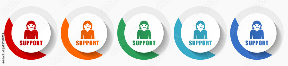 Support vector icon set, flat icons for logo design, webdesign and mobile applications, colorful round buttons Support vector icon set, flat icons for logo design, webdesign and mobile applications, colorful round buttons