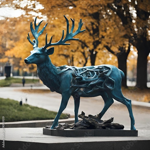 A deer sculpture that has imagination mixed in with it.