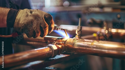   copper pipe, using a torch to melt the solder and create a strong seal.  