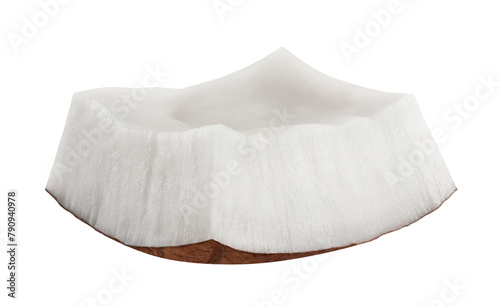 Coconut slice isolated on transparent background.