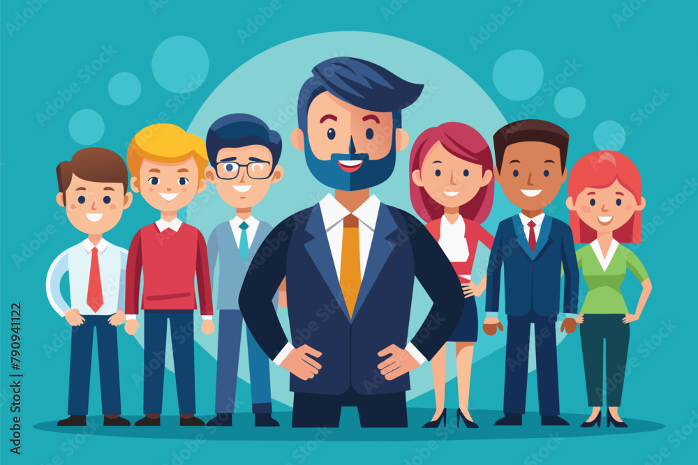 Leader and his team. Business vector illustration . AI GENERATED
