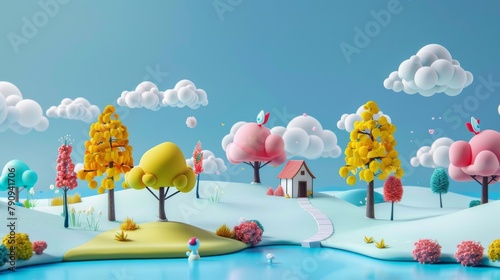 Background Wallpaper Cute Tiny modern 3D Scene Collections